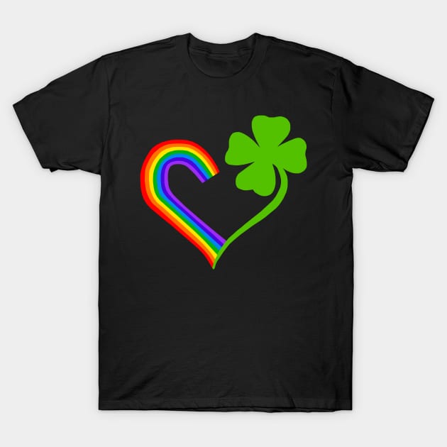 Clover Rainbow Pride Irish Heart T-Shirt by Art by Deborah Camp